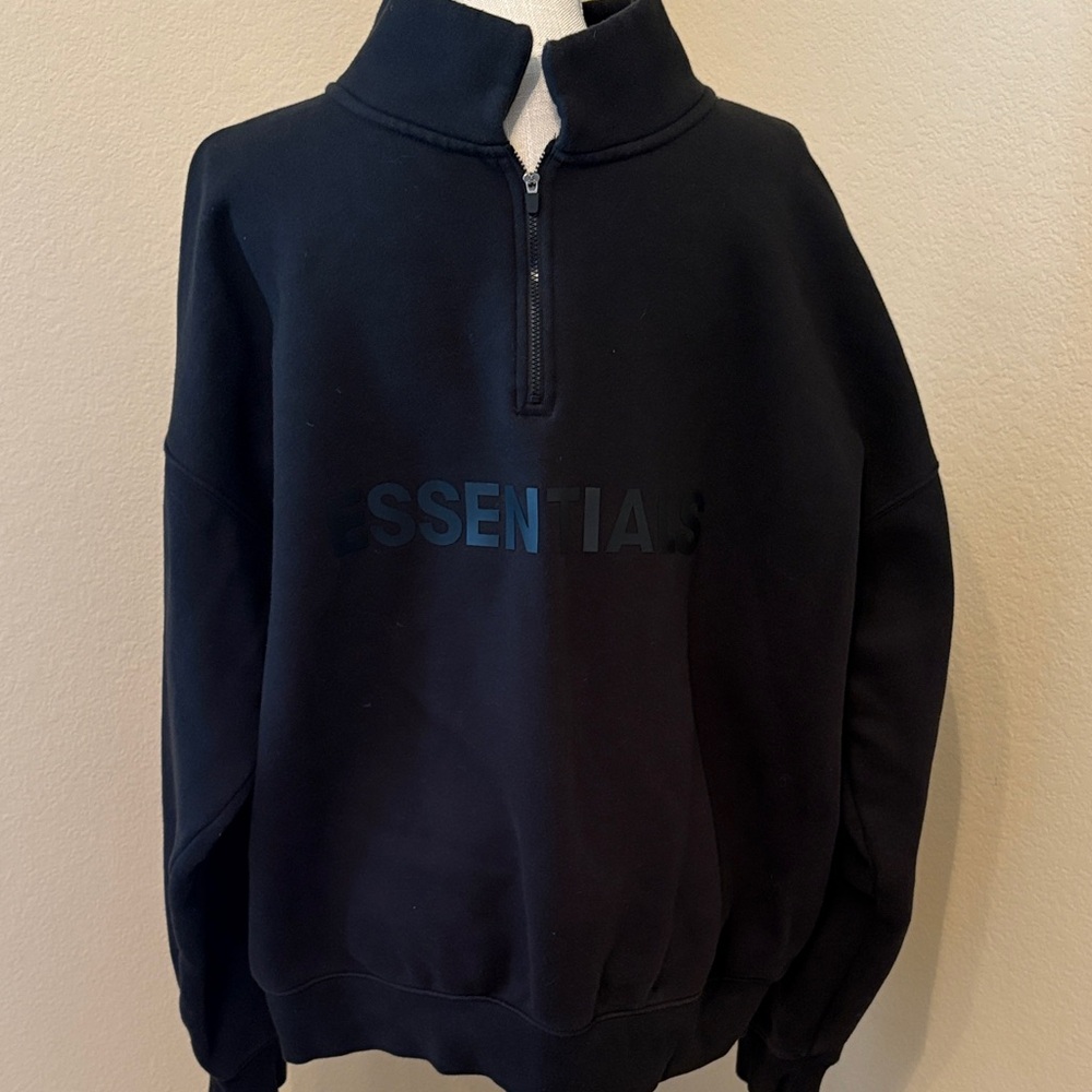 Essentials Men's Black Zip-Up Sweater